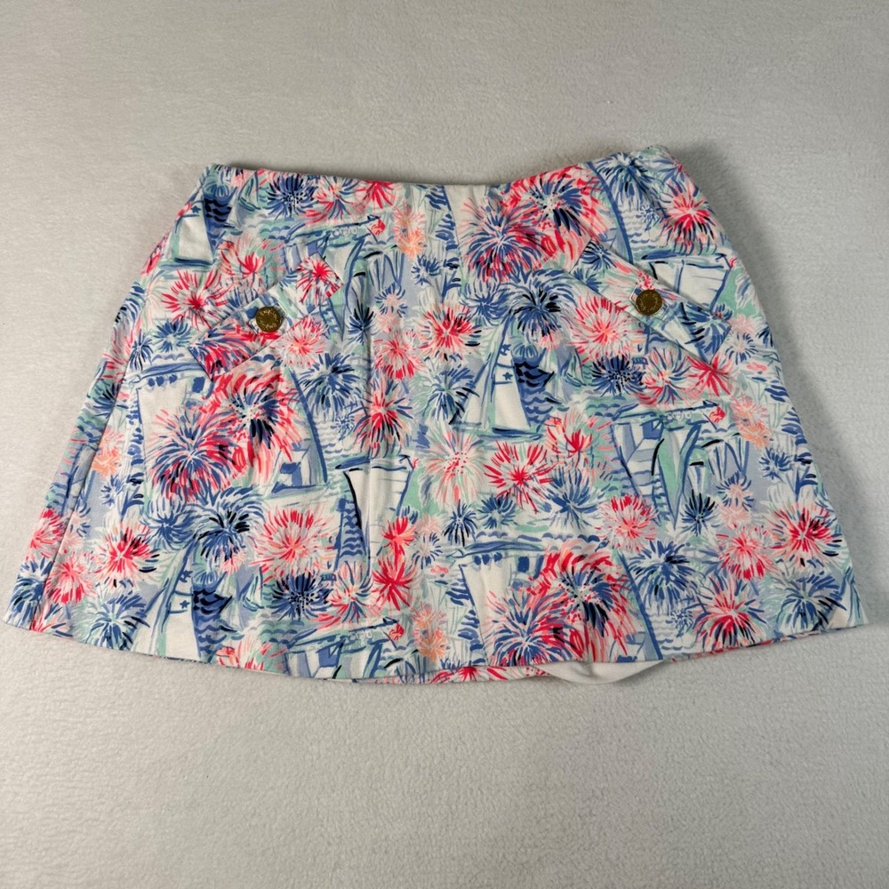 Lilly Pulitzer Madison Skort Sea to Shining Sea Fireworks Sailboat Print S Beach